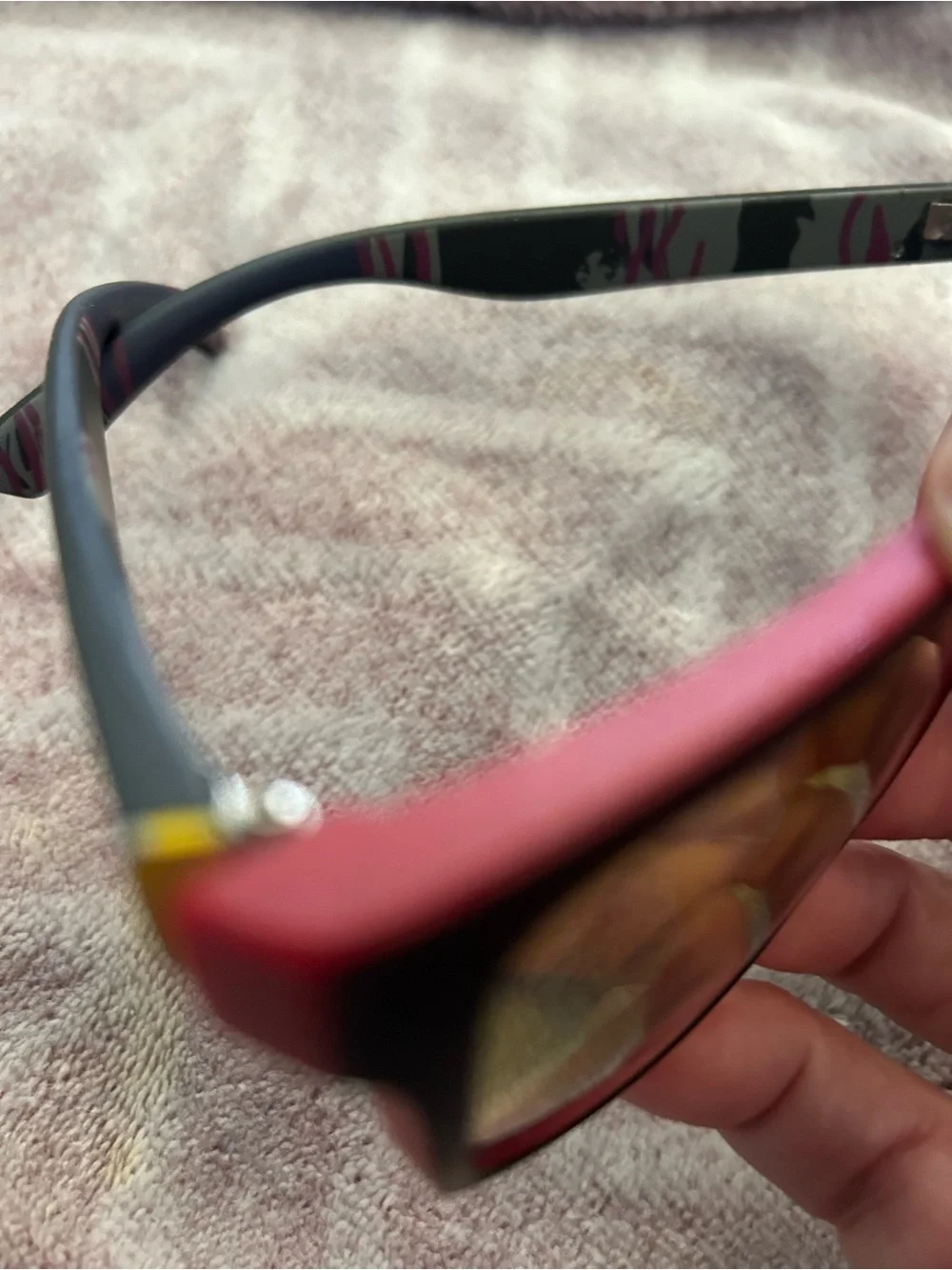 Quiksilver Red Frame Sunglasses with Gold Mirrored Lenses